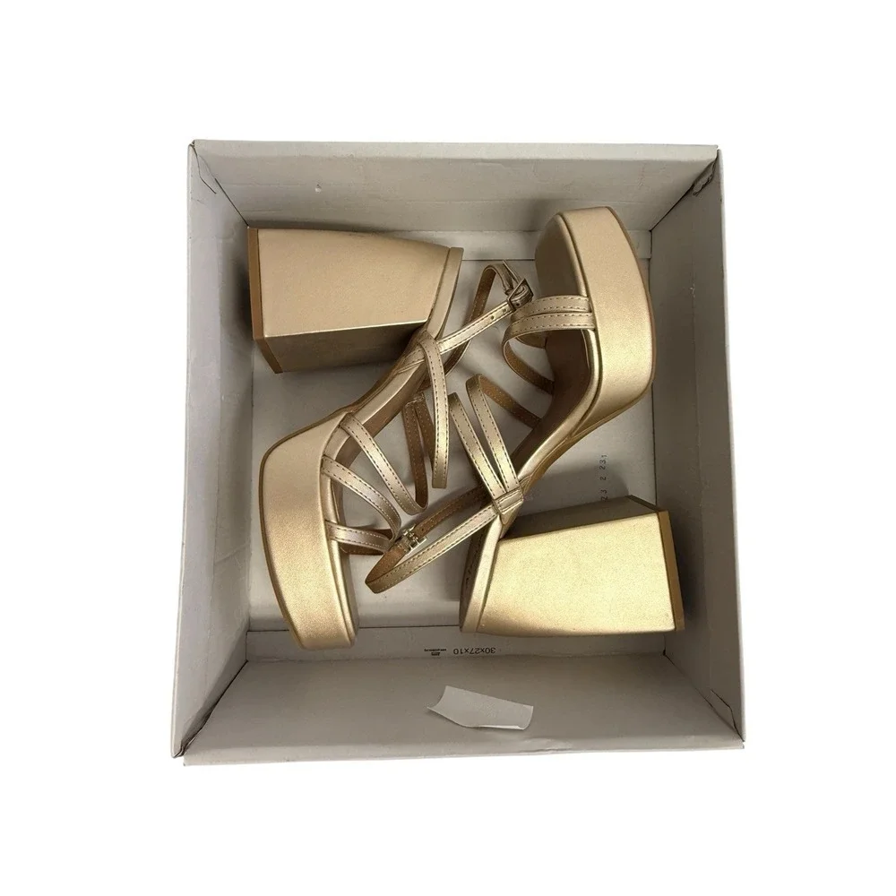 Abound Gold Metallic Strappy Platform Block Heel Sandals NEW IN BOX Women's 8.5M